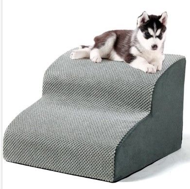 Photo 1 of 2 Tiers Extra Wide Deep Dog Steps Pet Stairs GREY