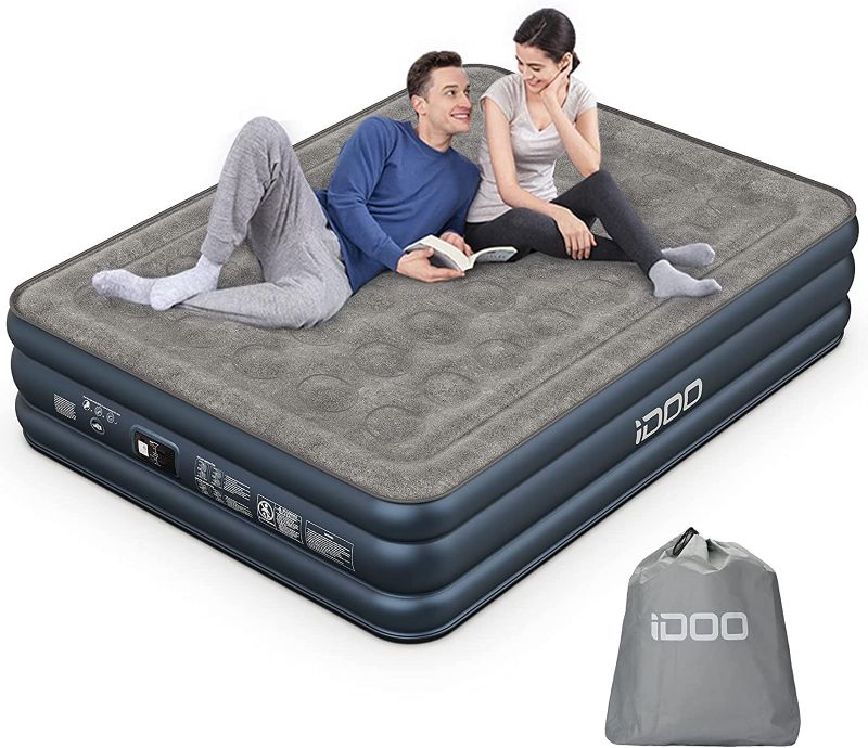 Photo 1 of 
iDOO Queen Air Mattress, Double High Adjustable Blow Up Mattress with Built-in Pump, Comfortable Top Surface Inflatable Airbed for Home Portable Travel