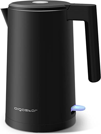 Photo 1 of Aigostar Electric Kettle Stainless Steel Interior, 1500W Double Wall Electric Tea Kettle Rapid Heating with Auto Shutoff and Boil-Dry Protection,1.7L Hot Water Boiler Cool Touch, BPA Free and Cordless
