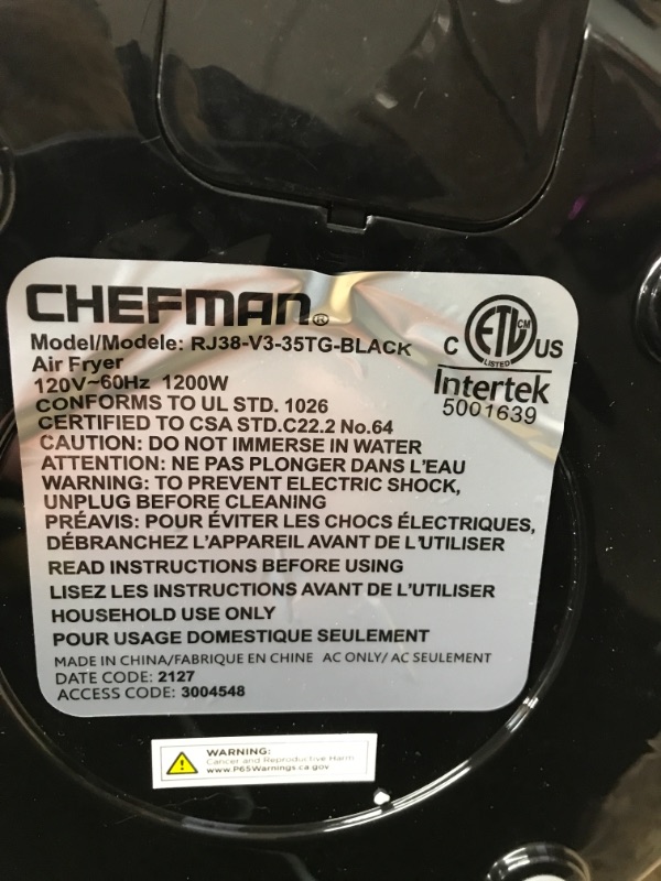 Photo 4 of *Tested-Missing Liners* CHEFMAN Small Air Fryer Healthy Cooking, Glossy Black, 3.7 Qt. & Disposable Air Fryer Liners, Heat-Resistant Parchment Paper For Baskets, 100 Pack, 7” Round 3.5 Qt. Digital Touchscreen - Glossy Black Air Fryer + Air Fryer Liners, 7