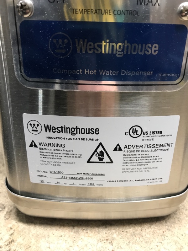 Photo 4 of *Powers On* * Westinghouse Instant Hot Water Dispenser, Includes Chrome Faucet
