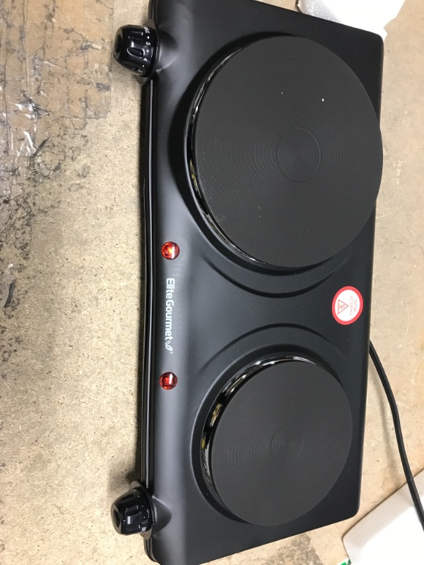 Photo 3 of *Tested* Elite Gourmet EDB-302BF# Countertop Double Cast Iron Burner, 1500 Watts Electric Hot Plate, Temperature Controls, Power Indicator Lights, Easy to Clean, Black Cast Double