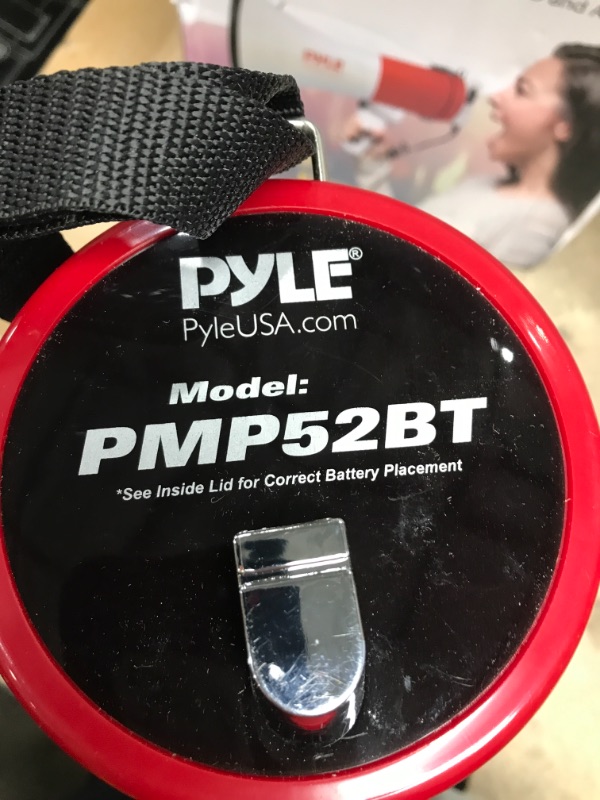 Photo 3 of *Unable to Test-Missing Charging Cord* Portable Megaphone Speaker PA Bullhorn - Built-in Siren, 50W Adjustable Volume Control & 1200 Yard Range - Ideal for Any Outdoor Sports, Cheerleading Fans & Coaches or for Safety Drills - Pyle PMP52BT