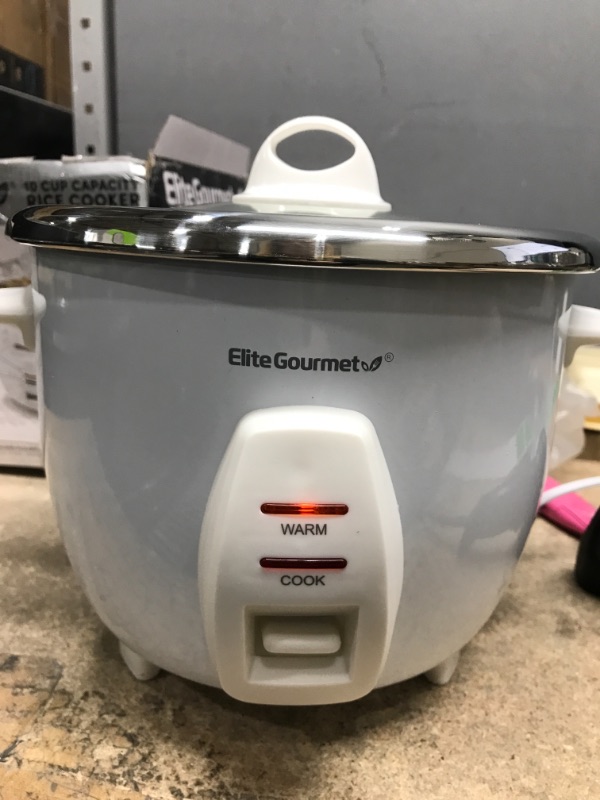 Photo 2 of *Tested* Elite Gourmet ERC-2010 Electric Rice Cooker with Stainless Steel Inner Pot Makes Soups, Stews, Grains, Cereals, Keep Warm Feature, 10 Cooked (5 Cups Uncooked), White New version