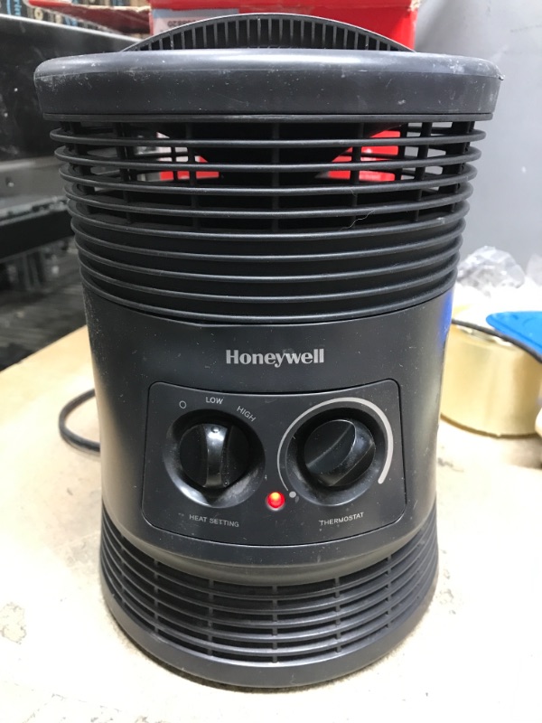 Photo 2 of *Tested* Honeywell HHF360V 360 Degree Surround Fan Forced Heater with Surround Heat Output Charcoal Grey Energy Efficient Portable Heater with Adjustable Thermostat & 2 Heat Settings Manual Heater