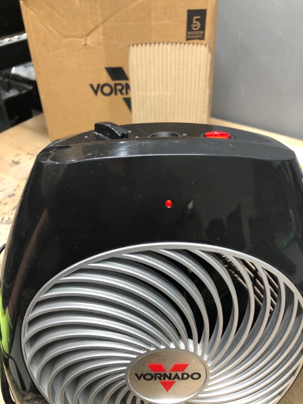 Photo 2 of ** tested - powers on ** Vornado MVH Vortex Heater with 3 Heat Settings, Adjustable Thermostat, Tip-Over Protection, Auto Safety Shut-Off System, Whole Room, Black
