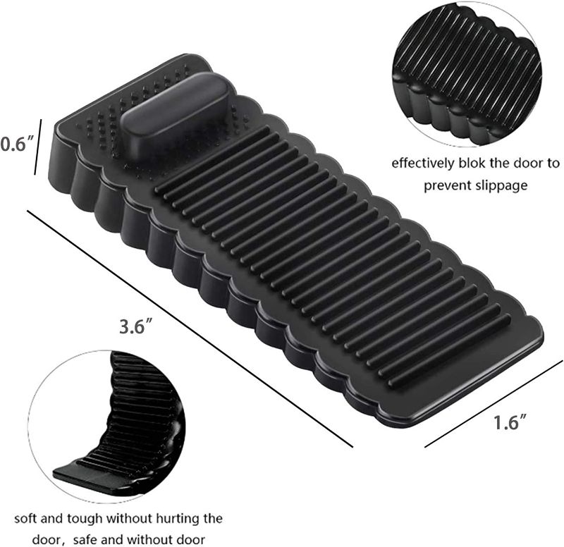 Photo 3 of 10 PACK Door Stopper Rubber Wedge - Sturdy and Stackable Door Stoppers - Slip-Resistant Rubber Door Stop Works on All Floor Surfaces on The Tiles, Carpet, Wood and Laminate Floor
