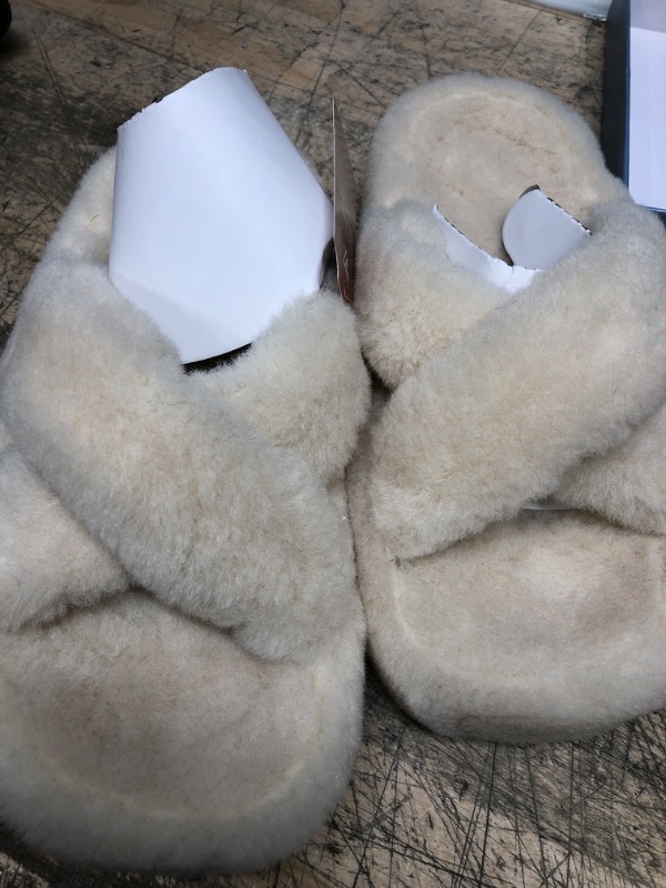 Photo 4 of JABASIC Women Cross Band Slippers Orthopedic Slides with Arch Support Faux Fur slides House Slipper Indoor Outdoor
