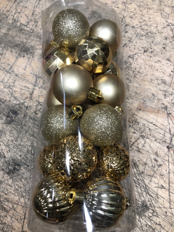 Photo 1 of 24 PCS CHRISTMAS BALLS ORNAMENTS SHATTERPROOF (GOLD) 1.57''