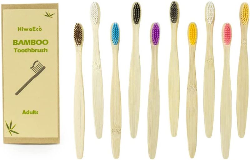 Photo 3 of **NEW* 7 IN THE BOX**  HiweEco Bamboo Toothbrushes Soft Bristles, Charcoal Toothbrushes 