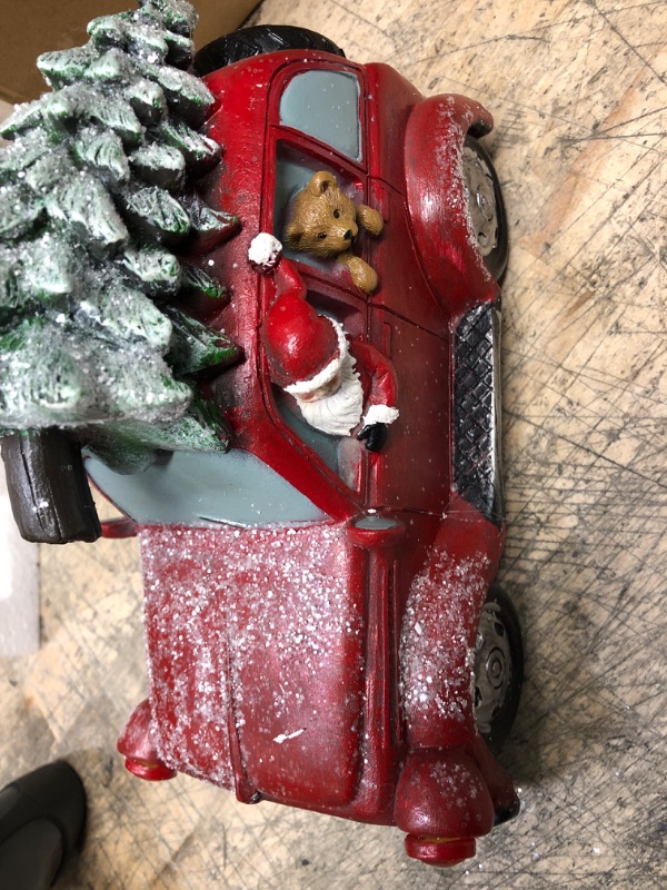 Photo 3 of *** UNABLE TO TEST *** TZSSP Lighted Decorations Santa Bear in Car Tree and Vintage Truck - Tabletop Decor and Christmas Tree Lights Red Pick Up Truck Figurine
