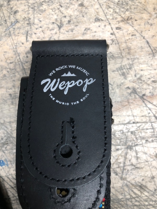 Photo 2 of Wepop Vintage Guitar Strap 2 in Width For Acoustic Guitar Bass Leather Ends Strap Button 3 Picks For Guitar Player
