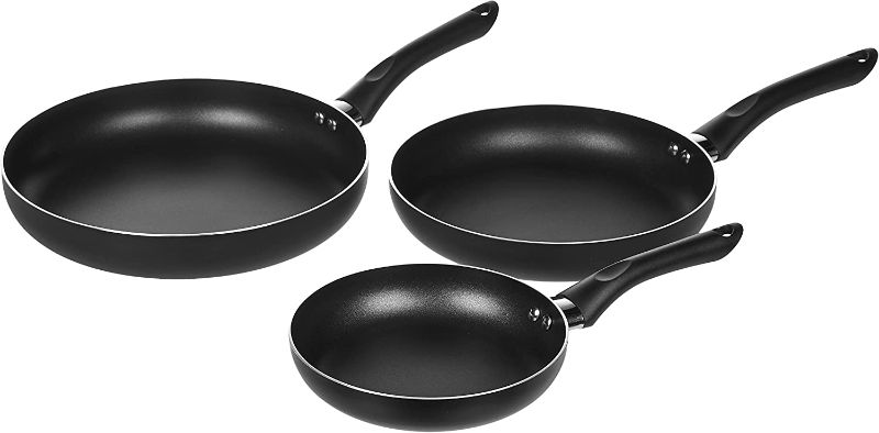 Photo 1 of Amazon Basics 3-Piece Non-Stick Frying Pan Set - 8 Inch, 10 Inch, and 12 Inch
