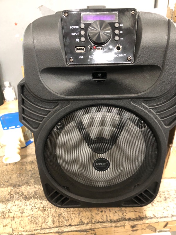 Photo 2 of 400W Portable Bluetooth PA Loudspeaker - 8” Subwoofer System, 4 Ohm/55-20kHz, USB/MP3/FM Radio/ ¼ Mic Inputs, Multi-Color LED Lights, Built-in Rechargeable Battery w/ Remote Control - Pyle PPHP844B