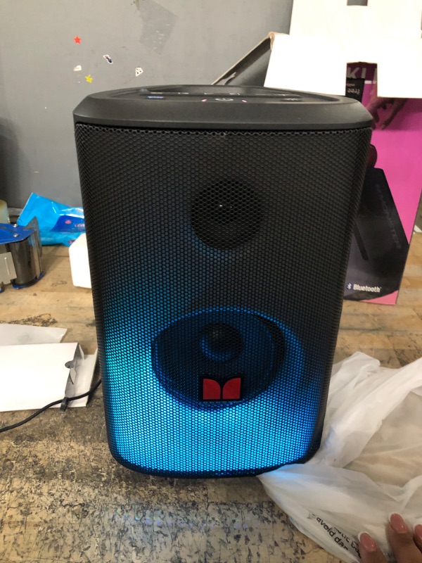 Photo 2 of Monster Sparkle Loud Bluetooth Speaker 80W, Party Speaker with Powerful Sound and Heavy Bass, Full Screen Colorful Lights, 24H Playtime, AUX, USB Playback, Portable Waterproof Speaker for Outdoor Home