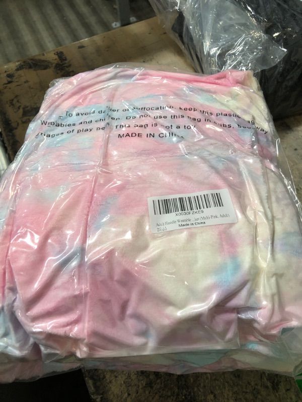 Photo 2 of Adult Hoodie Wearable Blanket, Pink Multicolor Super Cozy Warm and Oversized Sherpa Tie Dye Blanket Hooded for Women