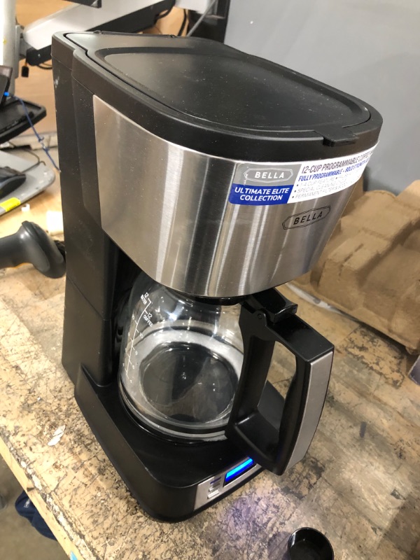 Photo 3 of **used item**
BELLA (14755) 12 Cup Coffee Maker with Brew Strength Selector & Single Cup Feature, Stainless Steel