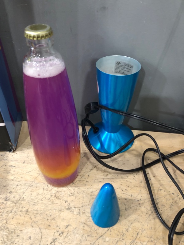 Photo 2 of Jambo 16" Inch Beautiful Liquid Motion Lamp with Wax That Flows Like Lava | Entertaining for Adults, Teens and Kids (Blue Base, Purple Liquid, Yellow Wax, 16") Blue Base, Purple Liquid, Yellow Wax 16"