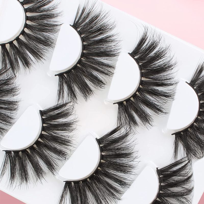 Photo 1 of **** PACK OF 2 **** 
25mm Lashes Crossed Dramatic Long Thick 6D Full Volume Eyelashes 4 Pairs Pack Fluffy Wispy False Eyelashes Faux Mink Eyelashes(Crossed)
