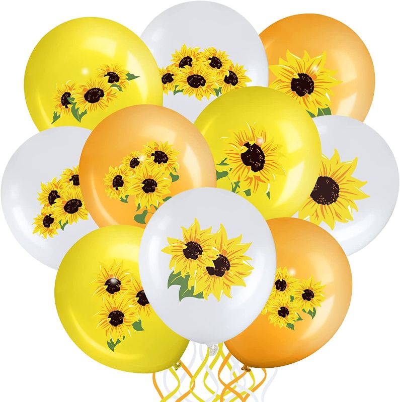 Photo 1 of 45 Pieces Sunflower Party Decorations Balloons Sunflower Latex Balloons 12 Inches Yellow White Sunflower Balloons for Summer Sunflower Themed Baby Shower Birthday Wedding Party Decorations Supplies
