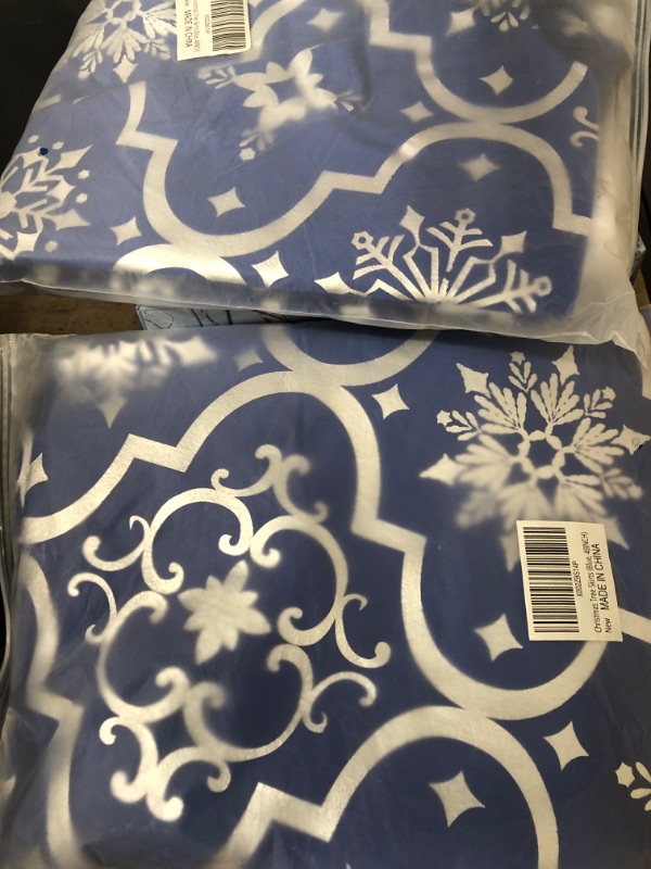 Photo 2 of 2 pack Christmas Tree Skirt,48 inches Large Xmas Tree Skirts with Snowy Pattern for Christmas Tree Decorations (Blue,48 Inch) Blue 48 Inch