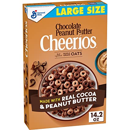 Photo 1 of 2 Pack; 12 SEP 2023; Chocolate Peanut Butter Cheerios Breakfast Cereal, 14.2 oz Box
