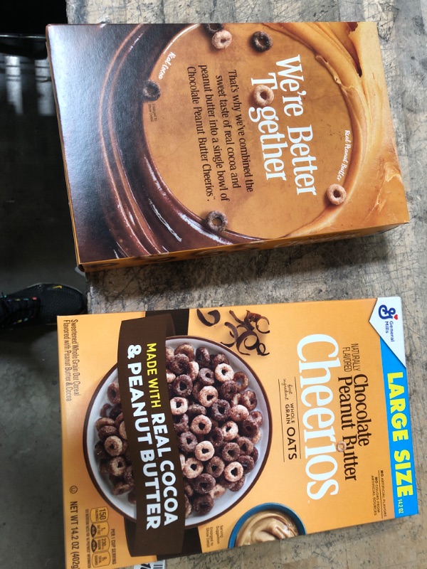 Photo 2 of 2 Pack; 12 SEP 2023; Chocolate Peanut Butter Cheerios Breakfast Cereal, 14.2 oz Box
