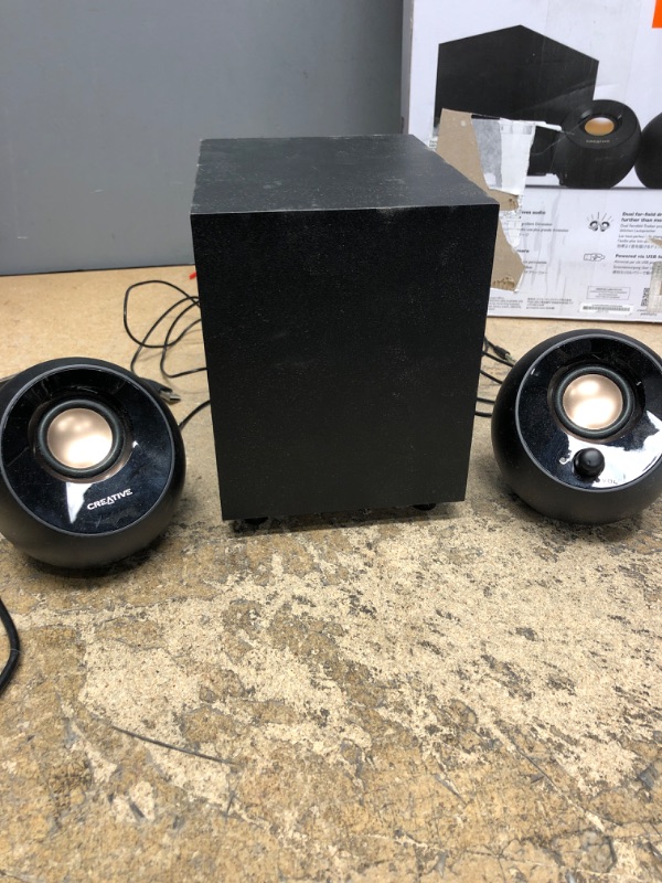 Photo 2 of Creative Pebble Plus 2.1 USB-Powered Desktop Speakers with Powerful Down-Firing Subwoofer and Far-Field Drivers, Up to 8W RMS Total Power for Computer PCs and Laptops