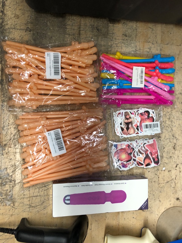 Photo 3 of **BUNDLE OF 6 18+ ITEMS**
Catcan Rechargeable Personal Massager,8 Speeds 20 Vibration Modes, Waterproof(FACTORY SEALED!)
4 PACKS OF PARTY NOVELTY STRAWS
2 PACKS OF ANIME GIRL STICKERS 