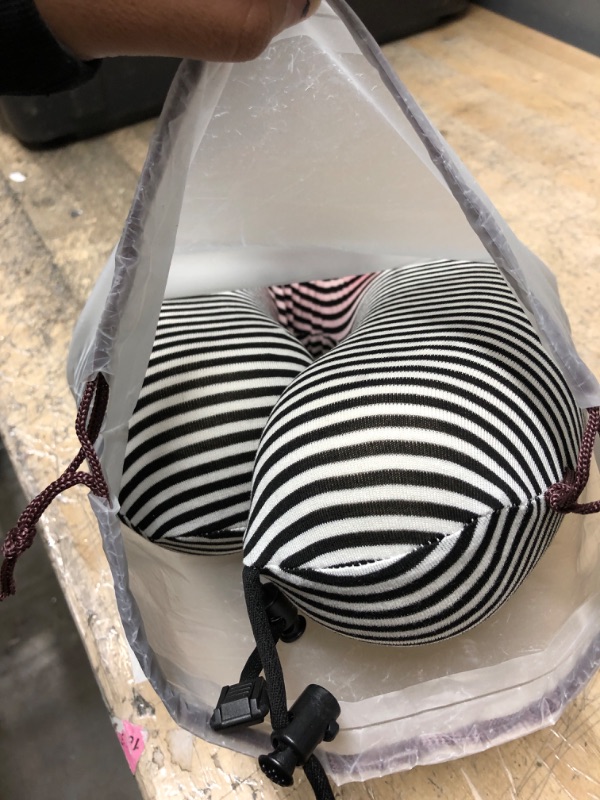 Photo 1 of latex travel pillow soft  black stripes