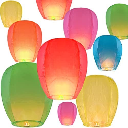 Photo 1 of 30 Pack Chinese Lantern to Release in Sky Paper Memorial Lunar Floating Decorations Biodegradable Flying (Multicolored)
