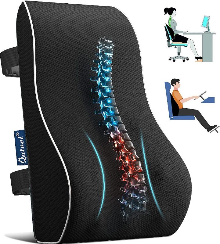 Photo 1 of Lumbar Support Pillow for Office Chair Back Support Pillow for Car, Computer, Gaming Chair, Recliner Memory Foam Back Cushion for Back Pain Relief Improve Posture, Mesh Cover Double Adjustable Straps
