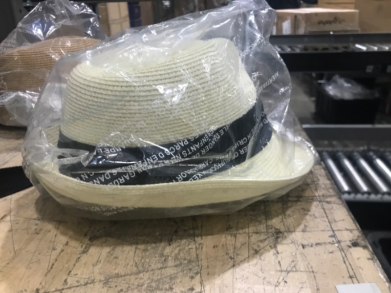 Photo 2 of FURTALK Fedora Straw Sun Hat for Men Women Foldable Roll Up Short Brim Trilby Hat Panama Beach Hat UPF 50+
