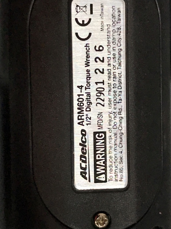 Photo 3 of ACDelco ARM601-4 1/2” (14.8 to 147.5 ft-lbs.) Heavy Duty Digital Torque Wrench 