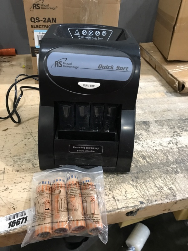 Photo 1 of Royal Sovereign Electric Coin Sorter, Patented Anti-Jam Technology, 1 Row of Coin Counting (QS-2AN)