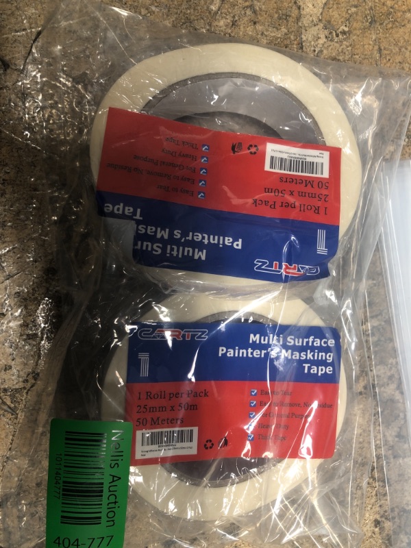 Photo 1 of 1 Roll x 1 inch x 55yards Strong Adhesive Multi Surface Painters Masking Tape by CARTZ to Prevent Paint Bleed, Ideal for Painting Decorating and Craftworks on Walls Ceilings Metals Woods and Glass 1" (25mm) x 55yds x 1 Roll--2PK