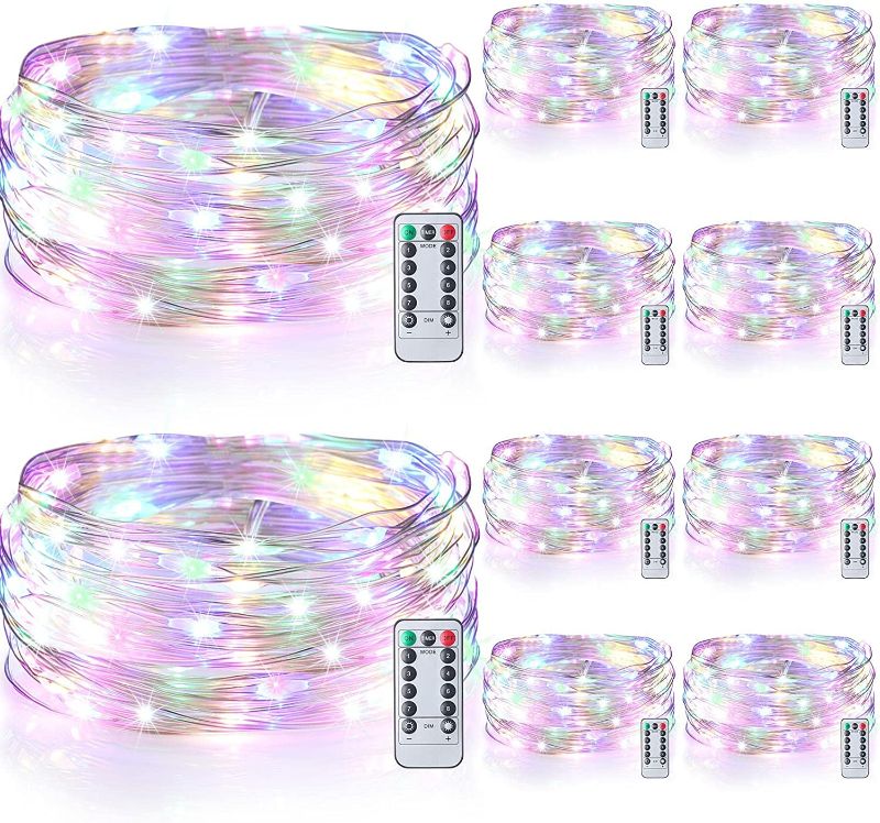 Photo 1 of 10 Pack Chinese New Year Fairy Lights Battery Operated 20ft 60 LED String Lights Waterproof Twinkle Lights with Remote Control for Bedroom Wedding Party Outdoor Indoor Christmas Decor(Colorful)

