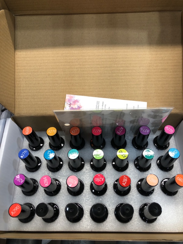 Photo 2 of ab gel Neon Nail Polish,22 Pcs Color Gel Nail Polish Set,Yellow,Orange,Red,Purple,Glitter UV Gel Nail Polish,Base and Top Coat Gel Nail Polish
