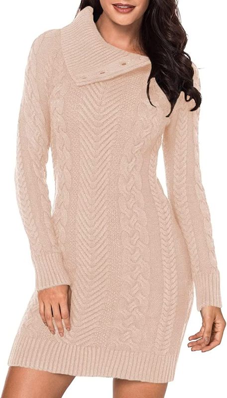 Photo 1 of BLENCOT Womens Turtleneck Long Sleeve Elasticity Chunky Cable Knit Pullover Sweaters Jumper- XL