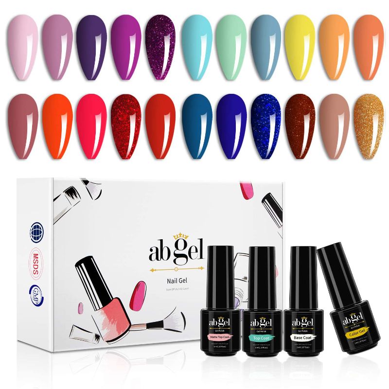 Photo 1 of ab gel Nail Polish,22 Pcs Color Fall Gel Nail Polish Set,Purple,Blue,Yellow,Red,Gold,Brown UV Gel Nail Polish,Base and Top Coat Gel Nail Polish- assorted colors