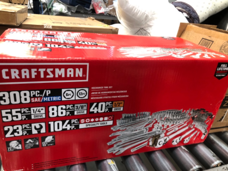 Photo 1 of Craftsman Mechanic Tool Set, 308 Pieces, Includes Ratchets, Sockets, Hex Keys and Wrenches (CMMT45938) 308 piece tool set only