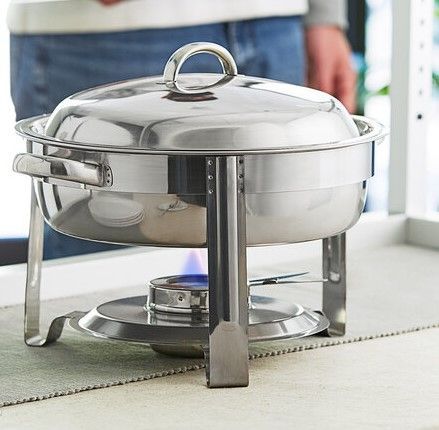 Photo 1 of **MISSING PARTS** BriSunshine 430 Stainless Steel Chafing Dish Buffet Set, 4 QT Food Warmer for Parties Buffet, Round Buffet Dishes with Glass Lid & Lid Holder (1 Pack) BS064