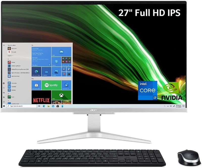 Photo 1 of Acer Aspire C27-1655-UA93 AIO Desktop | 27" Full HD IPS Display | 11th Gen Intel Core i7-1165G7 | NVIDIA GeForce MX330 | 16GB DDR4 | 512GB SSD | 1TB HDD | Intel Wireless Wi-Fi 6 | Windows 10 Pro