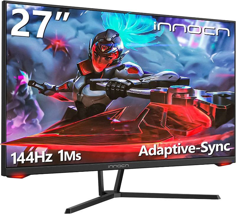 Photo 1 of INNOCN 27 Inch Gaming Monitor 1440P 144Hz 2K QHD 1ms G-Sync Compatible HDMI DisplayPort Ultra Thin LED Computer PC Gaming Monitor, 99% sRGB, Eye Care, VESA Mountable, Black - 27G1R
