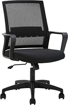 Photo 1 of Home Office Chair Ergonomic Desk Chair Mid-Back Mesh Computer Chair Lumbar Support Comfortable Executive Adjustable Rolling Swivel Task Chair with Armrests,Black
