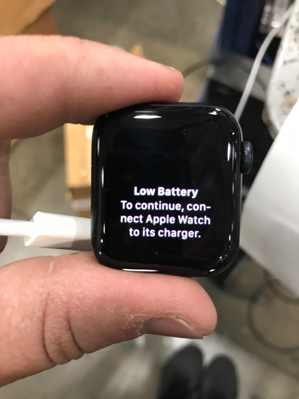 Photo 5 of says low battery even though it is charged passed being in the red 
Apple Watch SE (2nd Gen) [GPS 44mm] Smart Watch w/Midnight Aluminum Case & Midnight Sport Band - S/M. Fitness & Sleep Tracker, Crash Detection, Heart Rate Monitor, Retina Display, Water R