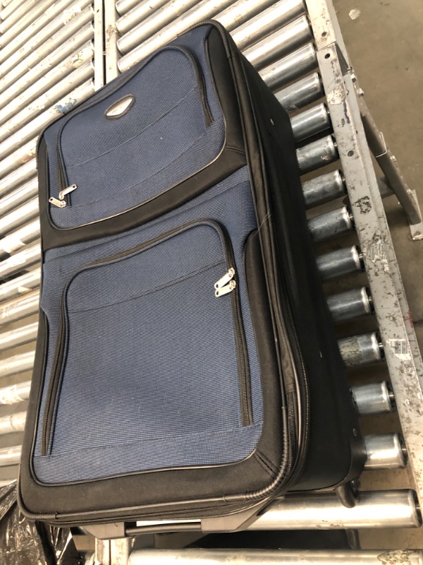 Photo 2 of *LONG HANDLE BROKE/ SEE NOTES** Travel Select Amsterdam Expandable Rolling Upright Luggage, Navy, Checked-Large 29-Inch
