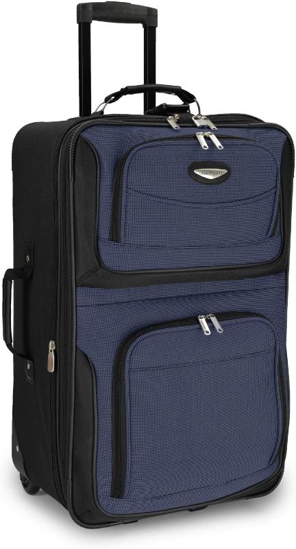 Photo 1 of *LONG HANDLE BROKE/ SEE NOTES** Travel Select Amsterdam Expandable Rolling Upright Luggage, Navy, Checked-Large 29-Inch
