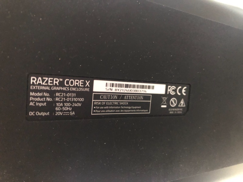 Photo 9 of Razer Core X Aluminum External GPU Enclosure (eGPU): Compatible with Windows & MacOS Thunderbolt 3 Laptops, NVIDIA /AMD PCIe Support, 650W PSU, Classic Black
