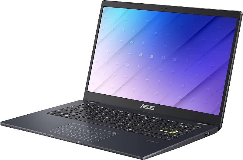 Photo 1 of ASUS E410 MA-DB04 Ultra Thin Laptop, 14” FHD Display, Intel Celeron N4020 Processor, 4GB RAM, 128GB Storage, NumberPad, Windows 10 Home in S Mode, Star Black
